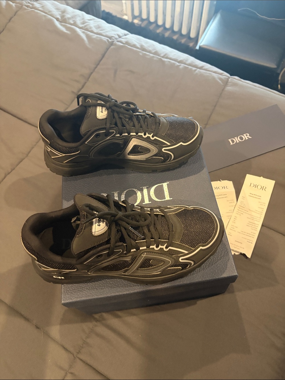 Dior Men’s Black and White Mesh Runner Sneakers